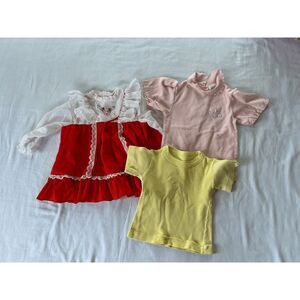 Vintage Baby/Doll Clothes Lot, Dress, Shirts, 1970/1980's Red/Yellow/Pink